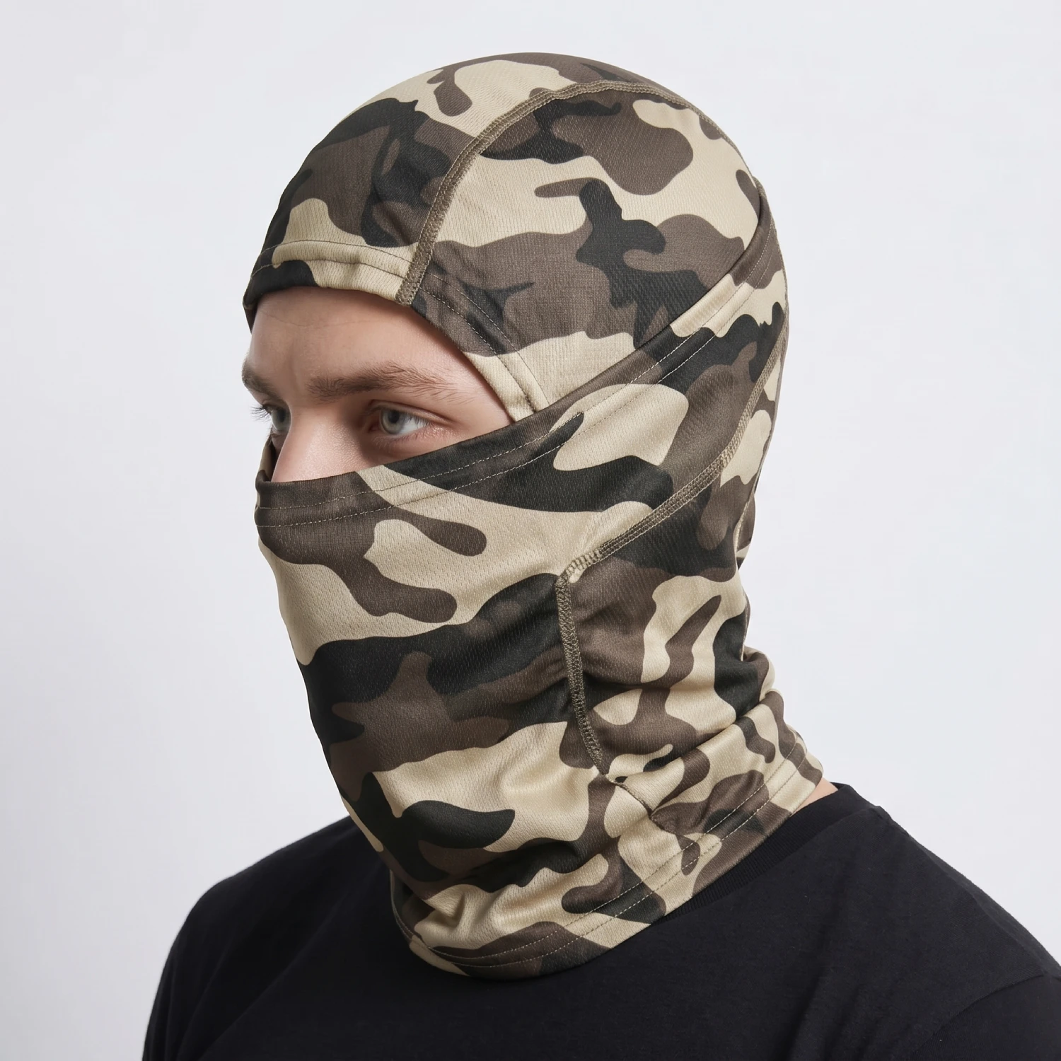 Balaclava Pasamontañas Táctico Camuflado Beige con Negro Balaclava Pasamontañas Táctico Camuflado Beige con Negro